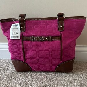 Fuchsia & brown purse